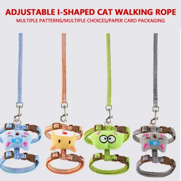 Cat Collar Pet Harness Adjustable Cute Cartoon Kitten Harness Cat Vest Harness with Pet Leash Walking Lead Leash for Cat Product - Image 2