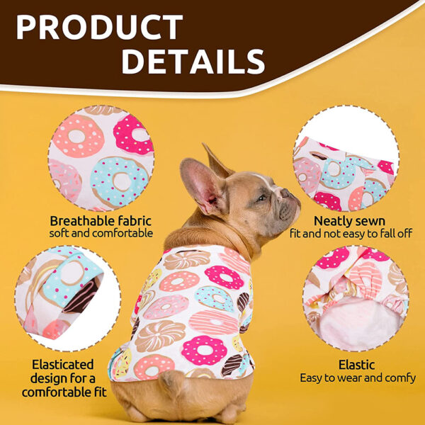 100% Cotton Sweet Donut Dog Pajamas Cat Clothes Pet Onesies Dogs PJS Doggie Jammies Puppy Small Dog Four-Legged Jumpsuit Rompers - Image 3