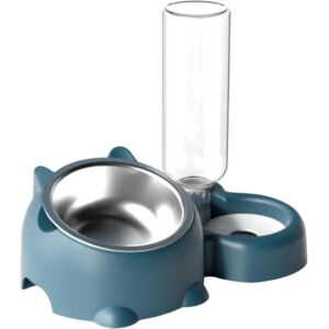 Cat Food And Water Bowl Set Adjustable Tilted Food Water Bowl Automatic Water Dispenser Bottle No Spill Pet Feeder For Cats Dogs