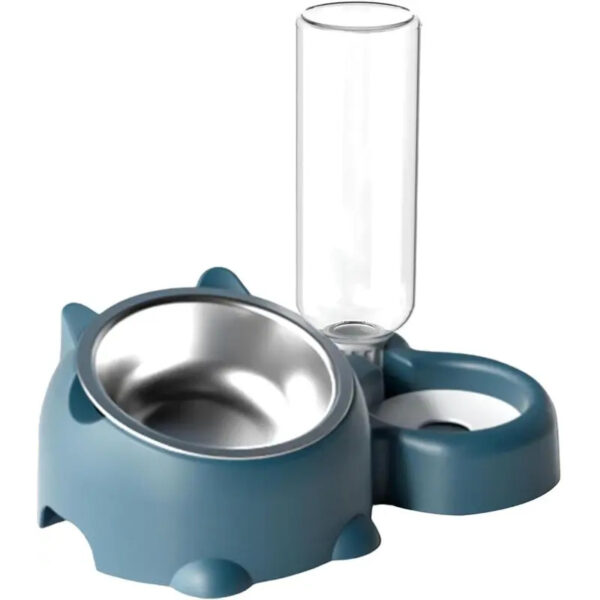 Cat Food And Water Bowl Set Adjustable Tilted Food Water Bowl Automatic Water Dispenser Bottle No Spill Pet Feeder For Cats Dogs