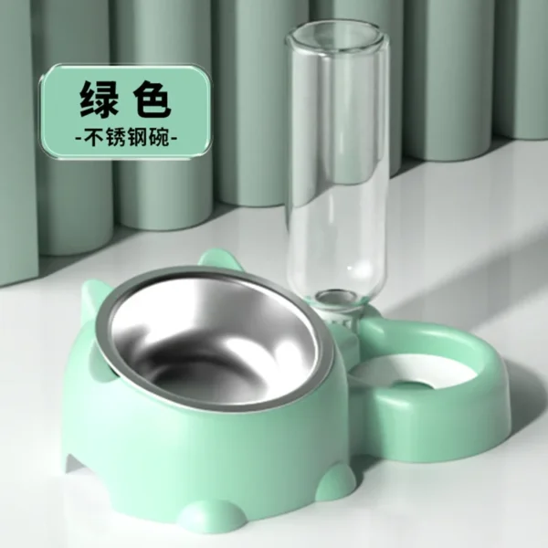 Cat Food And Water Bowl Set Adjustable Tilted Food Water Bowl Automatic Water Dispenser Bottle No Spill Pet Feeder For Cats Dogs - Image 7