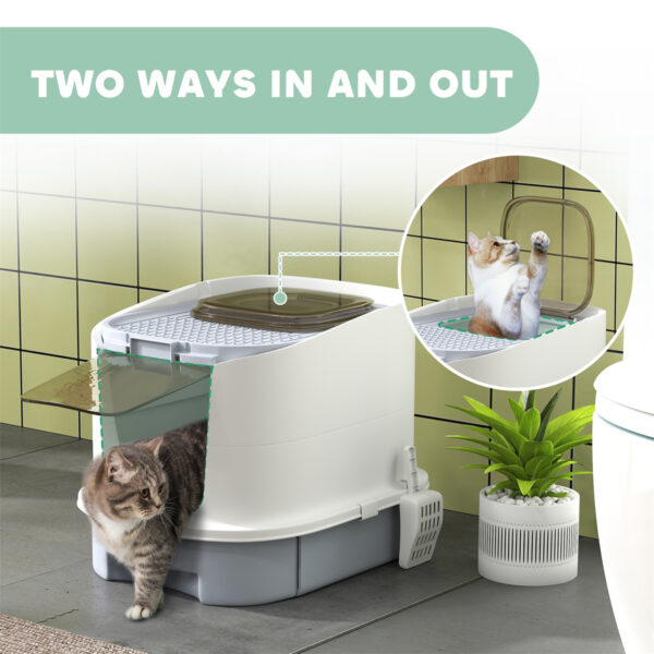 Enclosed Cat Litter Box: Suitable for Cats Under 10 Lbs, Privacy Protection + Dual Odor-Eliminating Bags to Reduce Smells - Image 4