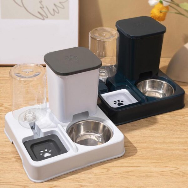 Automatic Cat Feeder Water Dispenser Set 2 In 1 Tilted Automatic Pet Food And Water Feeder Food Feeder And Waterer - Image 4