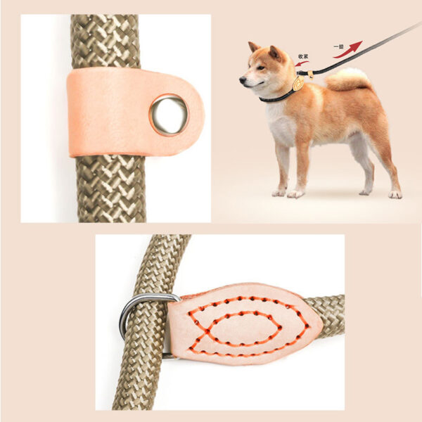 Dog training collar anti riot nylon hand P rope extended thickened unbreakable hand training dog round rope large dog P chain - Image 2