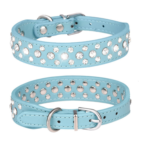 Pet collars for small dogs, pet collars, rhinestone PU collars for cats and dogs, adjustable to prevent pets from being lost - Image 6