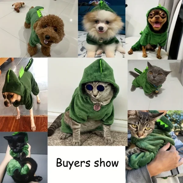Thickened Warm Dog Clothes Pet Clothes for Small Medium Dogs Chihuahua Teddy Puppy Cat Dinosaur Outfit Pet Dog Hoodies - Image 4
