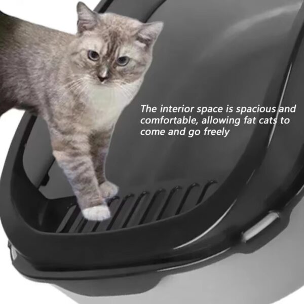 Cat Litter Box Large Capacity Semi-closed Plastic Anti-Splash Cats Toilet Bedpan Big Oversized Cat Tray Bedpan Cat Toilet Bowl - Image 4