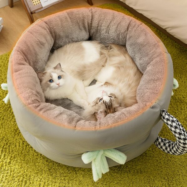 Warmming Pet Cat Nest Cup Shaped Sleeping Bed for Pet Product Winter Pet Plush Nest Cat Dog Bed Bedside Pet Bed Pet Supplies - Image 4