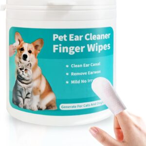 Pet Ear Wipes, Ear Cleaner Finger Wipes for Cats and Dogs, Soft & Easy Otic Cleaning Pads, Pet Supplies for Regular Soothing Odo