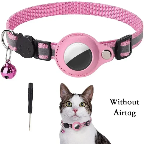Anti-Lost Cat Collar for Airtag GPS Tracker Protective Case With Bell Reflective Cats Necklace Kitten Accesories Pet Products - Image 8