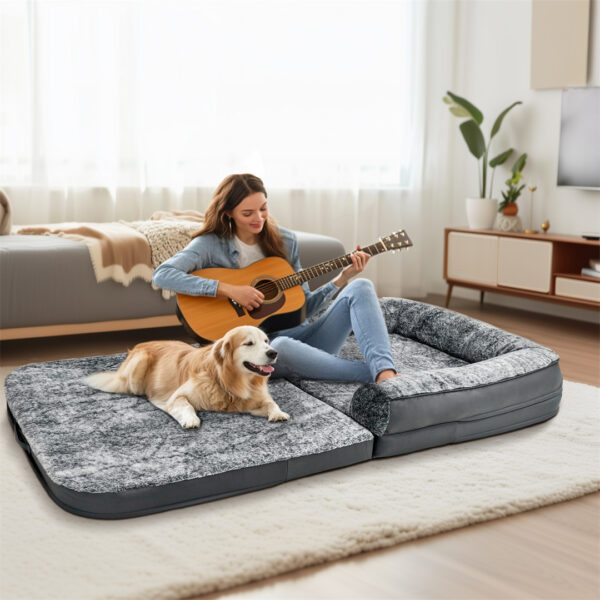 180cm Long Human-Size Giant Dog Bed Foldable Calming Pet Dog Bed Plush Cover Orthopedic - Image 2