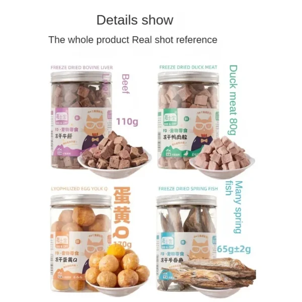 Pet Snacks Dried Chicken Breast Dog Snacks meat snacks pet Supplement Nutrition Chicken cubes Salmon Beef liver Duck meat cubes - Image 6