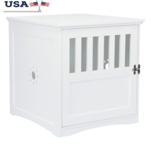 Elegant Wooden Dog Crate Indoor End Table Pet House with Ventilation Stylish Design Secure Lock Small Dogs
