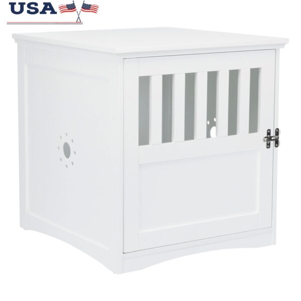 Elegant Wooden Dog Crate Indoor End Table Pet House with Ventilation Stylish Design Secure Lock Small Dogs
