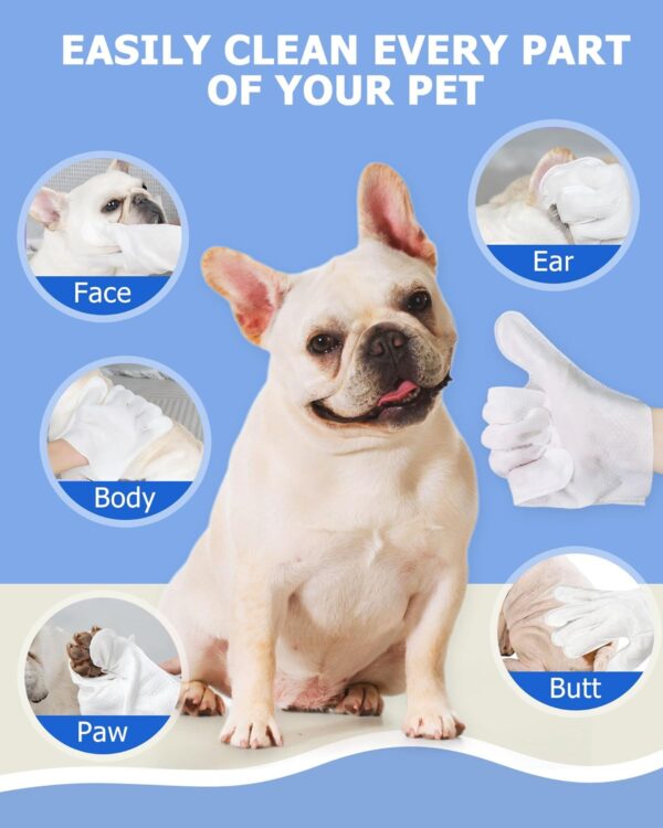 Cleaning Wipes Gloves for Dog and Cat,Pet Bathing Wipes Cleaning & Deodorizing,Dog Wipes for Body Paws Butt Daily Care,Cat Groom - Image 2
