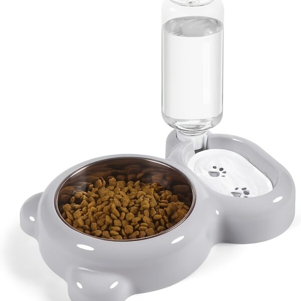 Double Bowl Set Cat Bowl , pet automatic water dispenser bottle to keep your pet hydrated and fed - Image 7