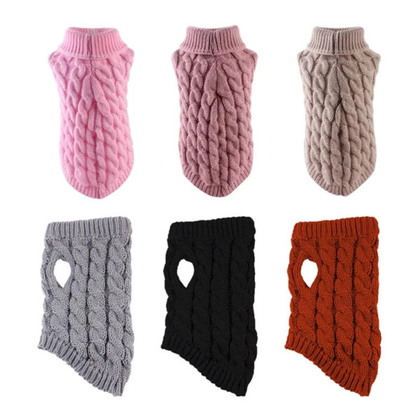 New Pet Small Pet Dog Clothes Sweater Fashion Autumn Winter Solid Fried Dough Twists Knitting Warm Comfort Clothing Wholesale - Image 3