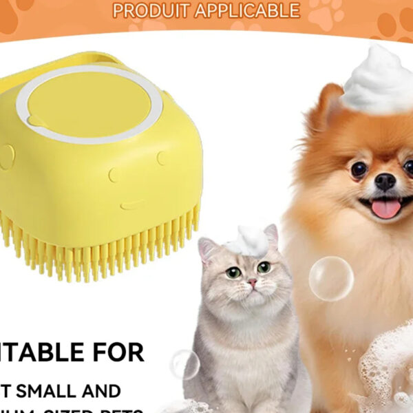 Dog Bathing Brush Pet Massage Brush Shampoo Dispenser Soft Silicone Brush Rubber Bristle for Dogs and Cats Shower Grooming Tool - Image 4