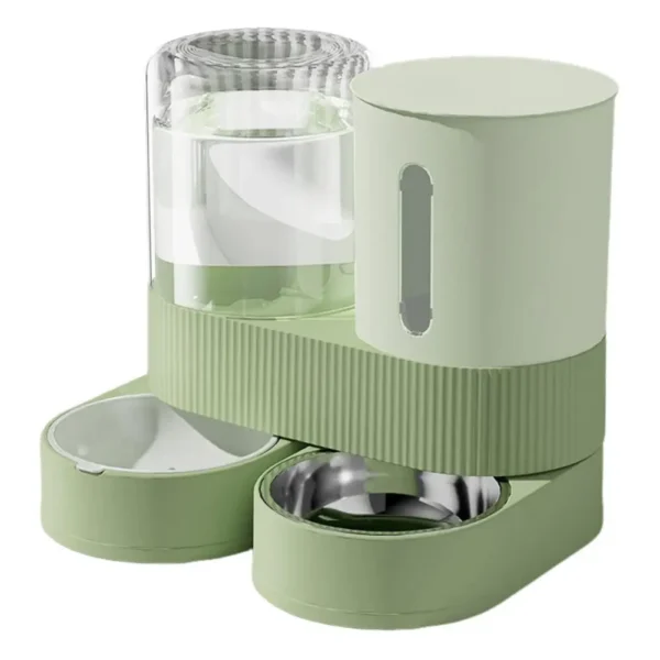 Automatic Cat Feeder Automatic Pet Feeder Water Dispenser Set for Cats Dogs 2-in-1 Food Bowl with Stainless Steel Insert - Image 9