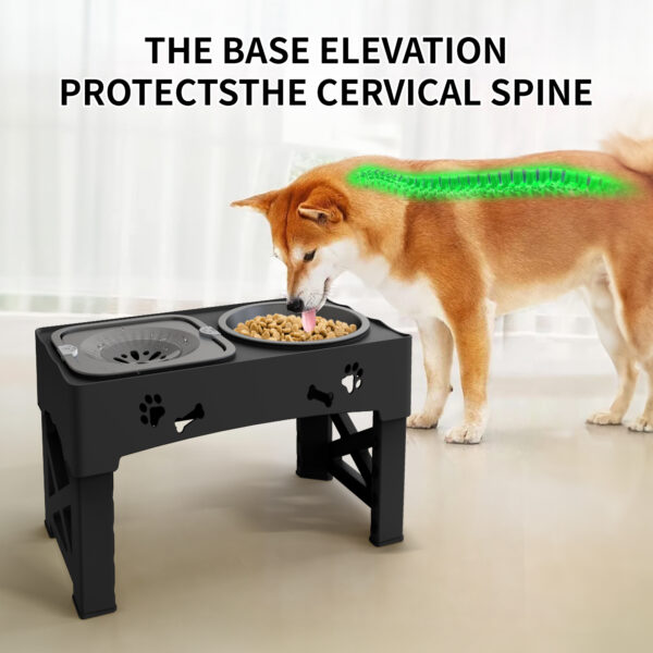 3 In 1 Pet Feeder Slow Feed Bowls Double Bowls Foldable With 5 Adjustable Height Suitable For Pets Of Different Heights - Image 3