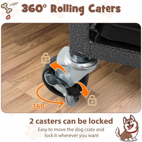Masterpiece  38 Inch Foldable Metal Dog Crate, Heavy Duty Dog Cage With 2 Lockable Doors, Removable Tray, Lockable Unive - Image 6