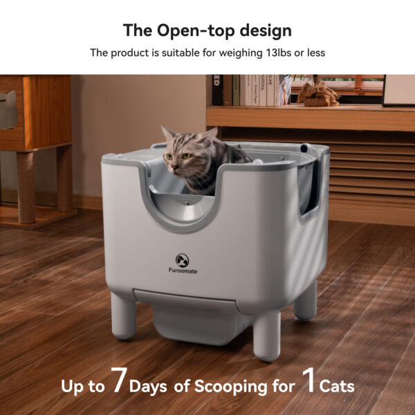 F6 Self-Cleaning Litter Box - Open-Top Automatic Cat Litter Box with Odor Control, Safety Features, and Easy Maintenance - Image 2