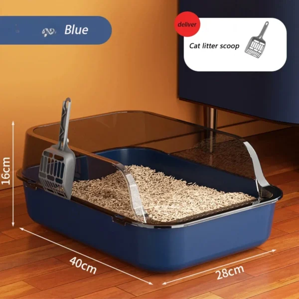 Cat Litter Box Large Capacity Semi-closed Plastic Anti-Splash Cats Toilet Bedpan Big Oversized Cat Tray Bedpan Cat Toilet Bowl - Image 10