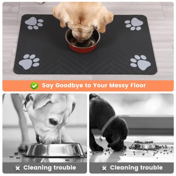 Pet Feeding Dropshipping Pet Placemat for Food and Water Bowl, with Waterproof Rubber Backing, Quick Dry Water Mat for Dog Cat - Image 5