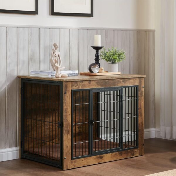 Dog Crate Furniture with Cushion, Wooden Dog Kennel Furniture, Dog Crates for Small/Medium Dogs - Image 7