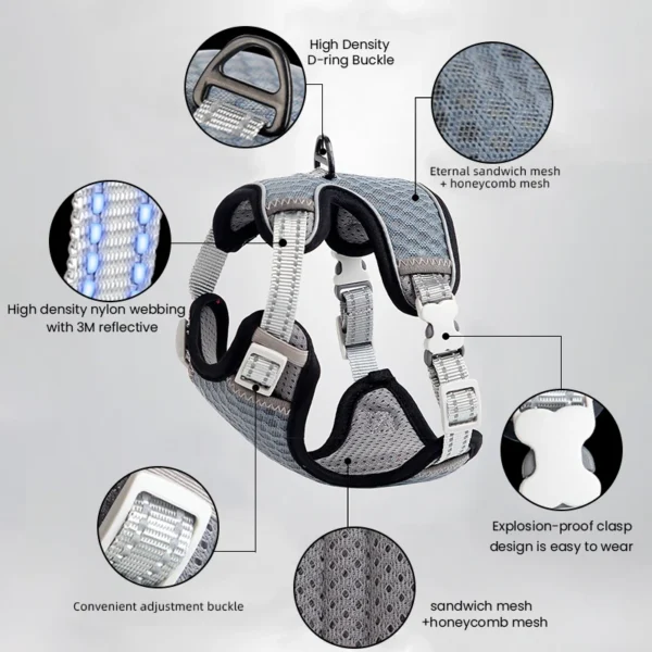 ATUBAN Cat Harness and Leash for Walking, Small Cat Harness Escape Proof Cat Harness Large, Adjustable Cat Harness Reflective - Image 4