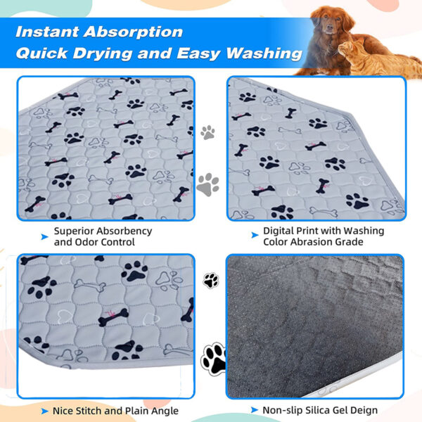 2PCS Washable Dog Pee Pad Blanket Reusable Pet Cat Dog Sleep Play Bed Mat Large Size Anti Slip Training Pads Octagonal Cage Mats - Image 4