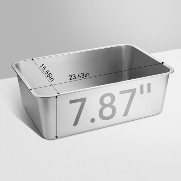 2 Pack Extra Deep Large Stainless Steel Cat Litter Box 23.6 x 15.7 x 8 with High Sides for Big Cats XXL Metal Litter Box Design - Image 3