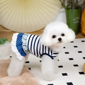 Summer Cute Dot Cat Dress Pet Costumes Chihuahua ClothesLace Puppy Princess Dress  Striped Pet Dog Dresses Dog Clothes