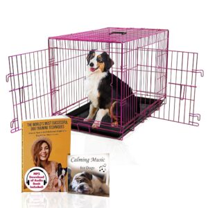 Pet Expressions Luxury Colorful 36 H Foldable Dog Crate With 2 Doors | Free Training Ebook And Pet Calming Music | 3 Colors &