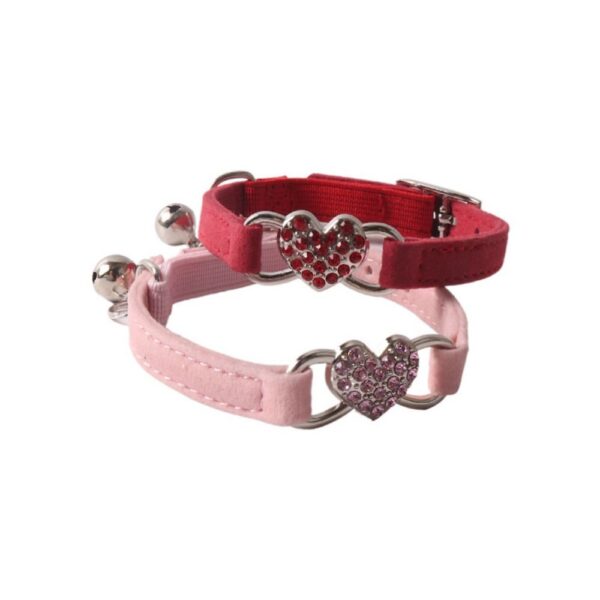 Safety Heart Bell Cat Collar Elastic Adjustable Adjustable Colored Diamonds Cat Collar With Bell Soft Dog Necklace Photo Props - Image 4
