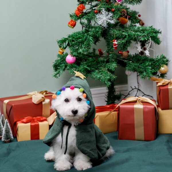 Christmas Cat Cloak Cute Pet Costumes Green Puppy Hoodie Coat for Festival Set Dress Up Pet Parties Clothes Pet  Accessories - Image 3