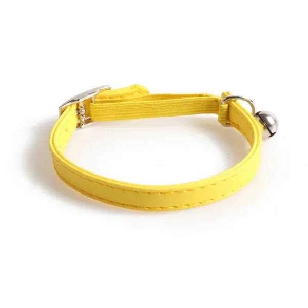 Macaron Color Cute Pet Cat Collar, Elastic Webbing Cat Collar Adjustable PU Color Small Collar with Bells for Puppies and Cats - Image 12