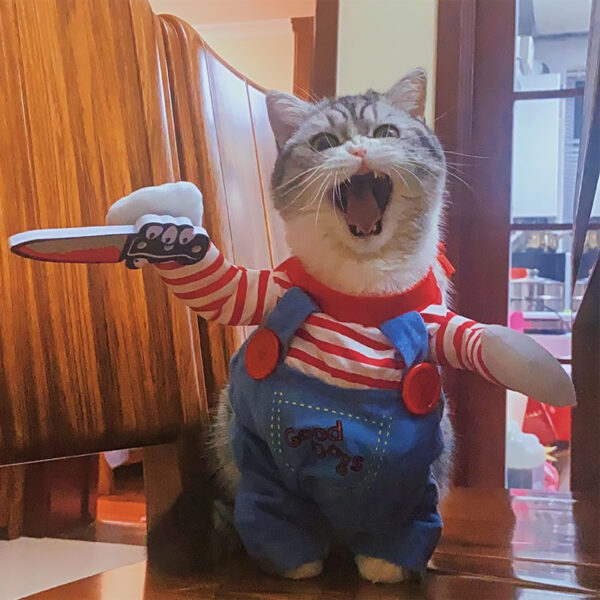 Funny Cat Clothes Halloween Cosplay Costumes For Small Medium Dog Cats Creative Pet Party Kitten Jumpsuits Soft Warm Cat Coat - Image 2