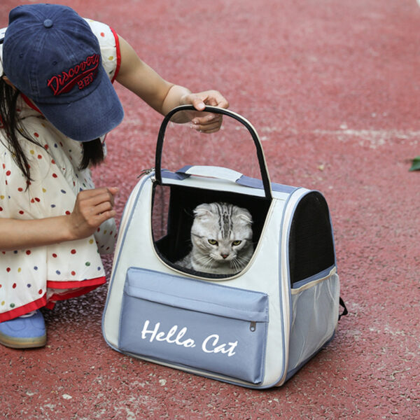 Cat bag  large capacity  convenient for pets to go out  portable  breathable  double-shoulder hand-held pet backpack - Image 3