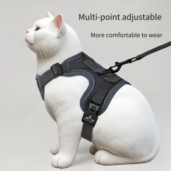 Escape Proof Cat Harness Adjustable Reflective Leash with Safety Lock Pet Walking Vest Anti Loss Kitten Strap for Outdoor play - Image 4
