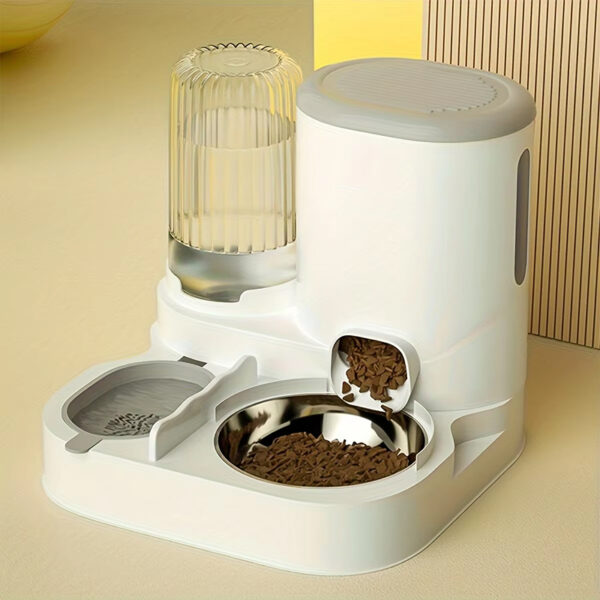 2 In1 Automatic Pet Water Fountain Pet Food Dispenser Set with Stainless Steel Bowls Self-Feeding/Watering for Indoor Cats - Image 6