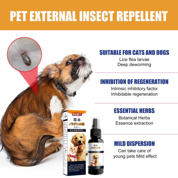 100ml Pet Anti Flea Tick Agent Spray for cat dogs Vitro Drops Extracorporeal Pet Deworming Skin Cleaning Spray for Lice Ticks - Image 3