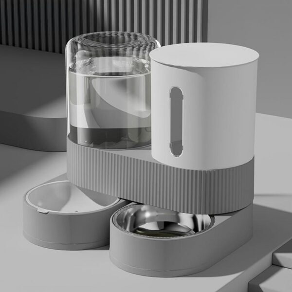 Automatic Cat Feeder Automatic Pet Feeder Water Dispenser Set for Cats Dogs 2-in-1 Food Bowl with Stainless Steel Insert - Image 2