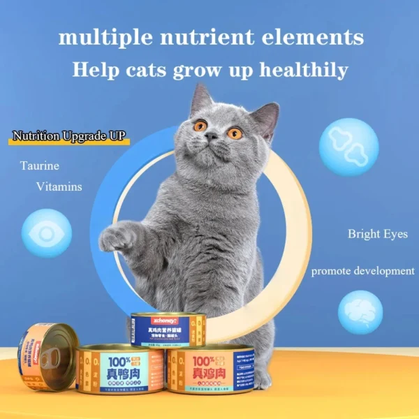 Canned cat wholesale chicken duck hydrating cat cans kitten into cat wet food pet snacks 85g - Image 2