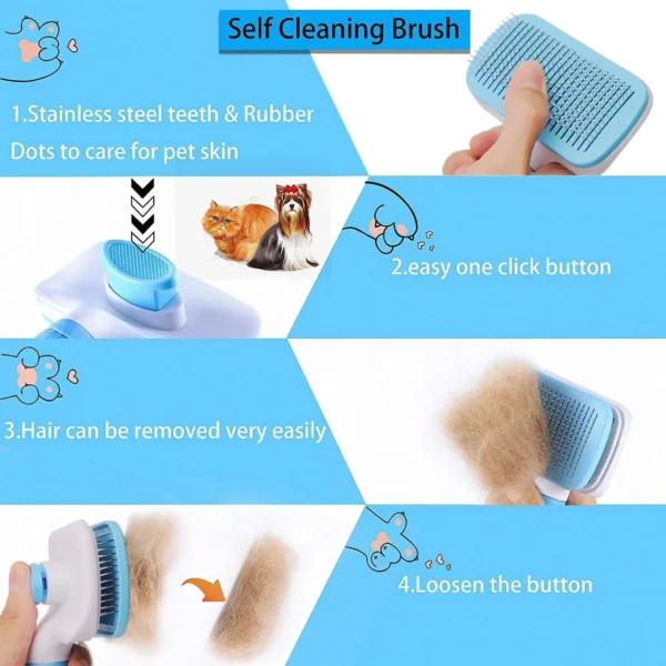 Dog Hair Remover Brush Cat Hair Grooming and Care Comb for Long Hair Dog Pet Removes Hairs Cleaning Bath Brush Pet Supplies - Image 3