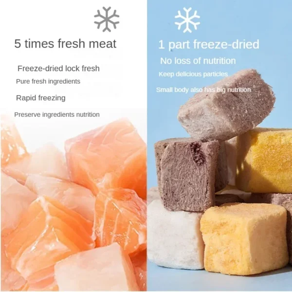 Pet Freeze Dried Chicken Breast Salmon Eel Duck Meat Beef Liver Yolk Granules Rich Nutrition Dog Fat Long Meat Food Cat Snacks - Image 5