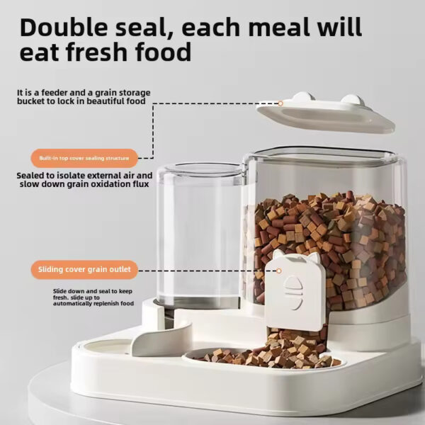 Automatic Dog Cat Feeder and Water Dispenser Gravity Food Feeder and Waterer Set with Pet Food Bowl Universal Pet Products - Image 5
