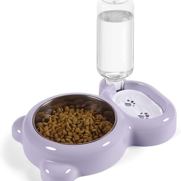 Double Bowl Set Cat Bowl , pet automatic water dispenser bottle to keep your pet hydrated and fed - Image 8