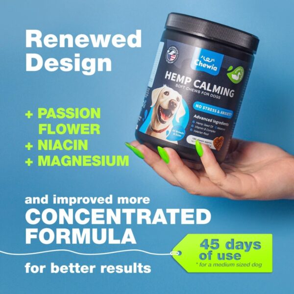 Hemp Calming Chews for Dogs Anxiety Dog Calming Treats with Melatonin Valerian Root Chamomile Extract Vitamin B Complex Canine - Image 2