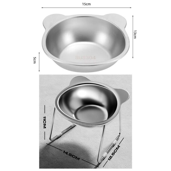Raised Cat Bowls Tilted Neck Guard Cat Food Bowl 304 Stainless Steel Shatter-resistant Elevated 15° Pet Supplies for Puppy Cat - Image 6